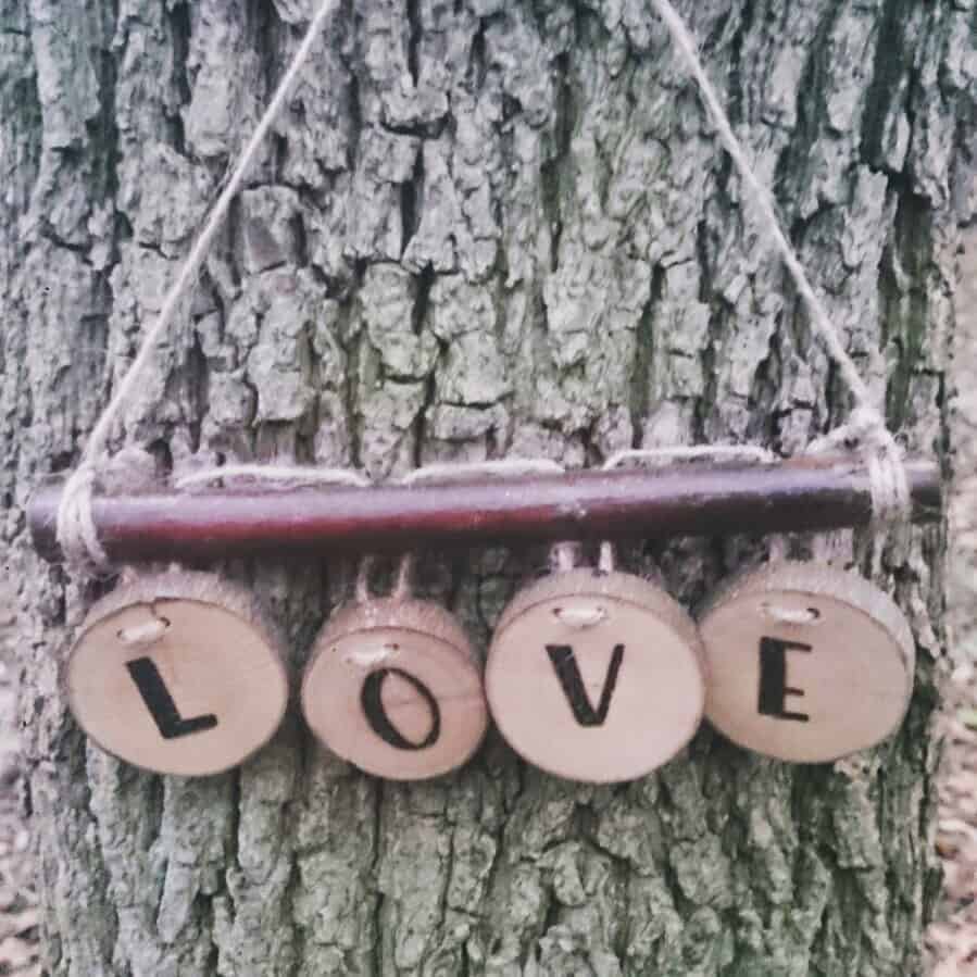 Love sign on tree