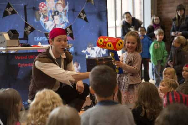 Captain Scott dressed as a Pirate with a little girl