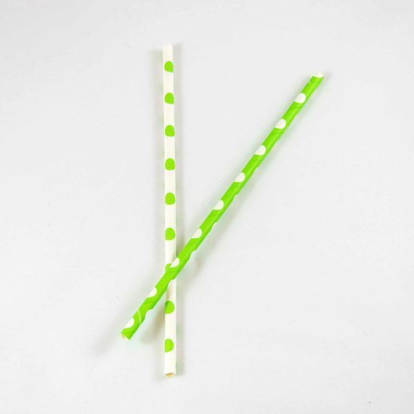 Green and White Polka Dot Straws (10 Pack)