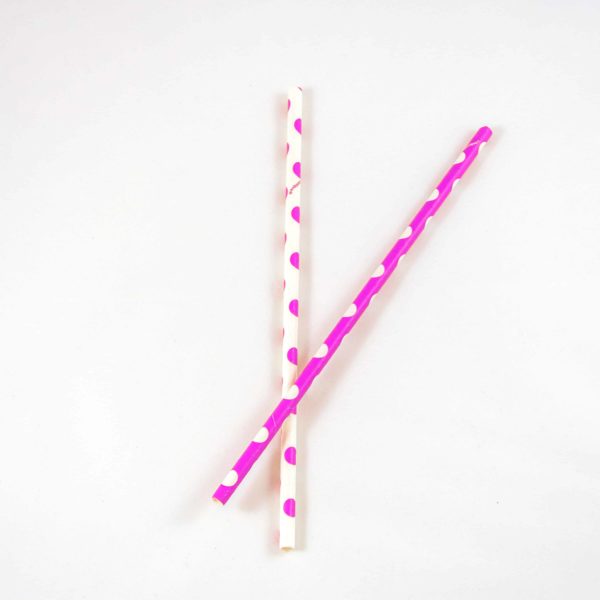 Pink and White Polka Dot Straws (10 Pack)