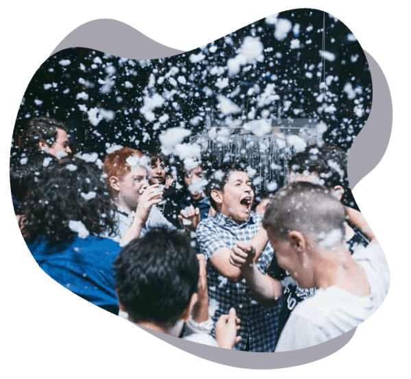 childrens enjoying snow disco