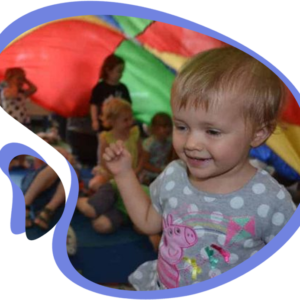 Toddler Party under parachute